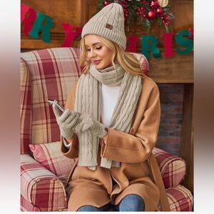 ZASFOU Beanie Hat, long scarf & touchscreen gloves set